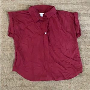 Burgundy Short Sleeve Button up